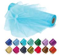 Personalize Pro 29cm x 25m Organza Sheer Fabric Roll | Elegant Decorative Cloth for Weddings, Special Events, Ribbons, Dress Accents, Chair Bows, Table Runners, Party Favors & Crafting | Aqua Blue