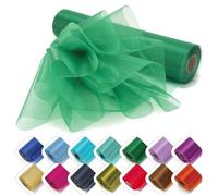 Personalize Pro 29cm x 25m Organza Sheer Fabric Roll | Elegant Decorative Cloth for Weddings, Special Events, Ribbons, Dress Accents, Chair Bows, Table Runners, Party Favors & Crafting | Hunter Green