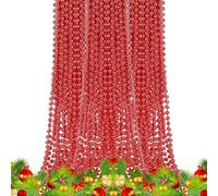 Personalize Pro 7.3 Metres Shiny Bead Garland for Christmas Tree Decoration | 7.5mm Pearl String Garland, Beaded Chain, and Artificial Pearls Tinsel for Xmas Hanging Ornaments | Red