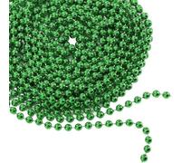 Personalize Pro 9 Metres Shiny Bead Garland for Christmas Tree Decoration | 7.5mm Pearl String Garland, Beaded Chain, and Artificial Pearls Tinsel for Xmas Hanging Ornaments | Green