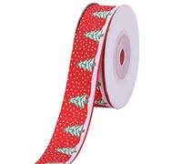 Personalize Pro Grosgrain Ribbon, Xmas Tree & Snowflakes Printed Red Christmas Ribbon for Gift Wrapping, Xmas Tree Wreath Decoration Party Christmas Favor Party, DIY Craft Projects, 20mm x 10 Yards