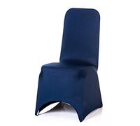 Personalize Pro Navy Blue Spandex Chair Covers - Stretch Fabric, Removable & Washable Slipcovers for Weddings, Banquets, Ceremonies, Hotel Dining, Party Décor (Pack of 50)
