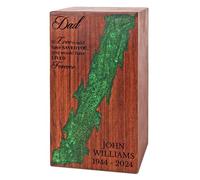 Personalize Rosewood Memorial Box for Pets & Human Ashes, Custom Decorative X-Large Wooden Cremation Urn, Resin Flowing River Design, for Adult Male, Female, Cats & Dogs 11 x 6 x 6 Inch, 250 lbs