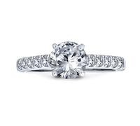 Personalize Timeless Promise AAA CZ Round Brilliant Cut Solitaire Engagement Ring For Women Cubic Zirconia Pave Thin Band .925 Sterling Silver Customizable