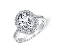Personalize Traditional Vintage Style Brilliant Cut Cubic Zirconia AAA CZ Promise 4CT Oval Pave Halo Engagement Ring For Women .925 Sterling Silver Customizable