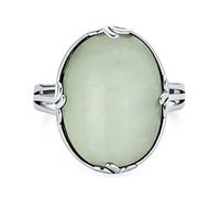 Personalize Western Boho Vintage Style Fleur Dis Lis Large Gemstone Filigree Oval Armor Full Finger Statement Light Green Jade Ring For Women .925 Sterling Silver Oxidized Customizable