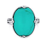 Personalize Western Boho Vintage Style Fleur Dis Lis Large Gemstone Filigree Oval Armor Full Finger Statement Blue Turquoise Ring For Women .925 Sterling Silver Oxidized Customizable