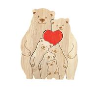 Personalize Wooden Animal Puzzle Bear Family Shape, A | Unique Wood Animal Puzzle for Home Decors Thoughtful Present Parents