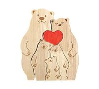Personalize Wooden Animal Puzzle Bear Family Shape, B | Thoughtful Present for Mom Dad Birthday Housewarming Home Decor