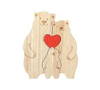 Personalize Wooden Puzzle with 2-6 Family,Wooden Lovely Bear Puzzle Ornament for Home Decors Thoughtful Mom Dad Animal Puzzle Bear Shape for Home Decors