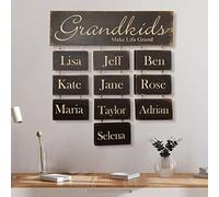 Personalized 1-15 Child's Names Wooden Plaque Grandkids Make Life Grand Hanging Sign Grandma Sign DIY Grandchildren Sign Birthday Mother's Day Home Decoration Gift for Mom Grandma Wife