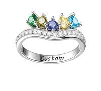 Personalized 1-5 Family Birthstone Ring, Gift for Mom Grandma, Custom Birthstone Rings for Women, Personalised Engraved Ring for Mother, Grandmother