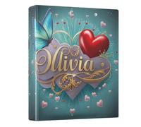 Personalized 1.5 Inch D-Ring Binder - Custom Name 3-Ring Organizer with Teal Heart Butterfly Design - Heavy Duty Binder for School, Office & Home 1 Pack