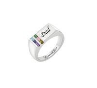 Personalized 1-6 Birthstone Men Ring With Name, Custom Engraved Dad Ring for The Family Man, Personalized Birthstone Rings for Men, Birthday/Father's Day Memorial Gift For Dad Grandp Husband