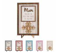 Personalized 1-9 Child's Names Puzzle Piece Sign You Are The Piece That Holds Us Together Wood Plaque Mother's Day Puzzle Sign for Mom Grandma (Style 2)
