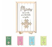 Personalized 1-9 Child's Names Puzzle Piece Sign You Are The Piece That Holds Us Together Wood Plaque Mother's Day Puzzle Sign for Mom Grandma (Style 4)