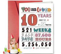 Personalized 10th Birthday Card with Envelope - Shimmering Gold Greeting Card for 10-Year-Old Boys & Girls, Birthday Gift for Son, Daughter, Grandchild, or Niece/Nephew