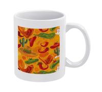 Personalized 12Oz Cactus Hat And Chili Pepper Coffee Mug with Handle Custom Mugs for Men Women Microwave & Dishwasher Safe Ceramic Cup for Tea Milk Latte Cocoa Hot Or Cold Drinks