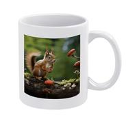 Personalized 12Oz Red Squirrel on Small Green hill Coffee Mug with Handle Custom Mugs for Men Women Microwave & Dishwasher Safe Ceramic Cup for Tea Milk Latte Cocoa Hot Or Cold Drinks