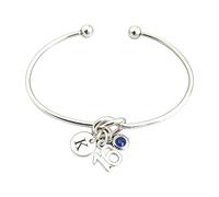 Personalized 16th Birthday for Her Bracelet Love Knot Initial Birthstone Bangle Sweet 16th Birthday Jewelry Gift Friendship Gift for Daughter Friend