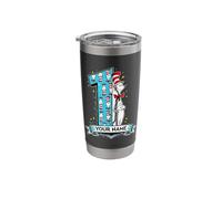 Personalized 1st Birthday Cat in Striped Hat Name Stainless Steel Insulated Tumbler