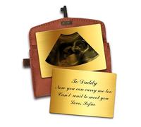 Personalized 1st Father's Day Ultrasound Wallet Insert Card, Custom Metal Wallet Inserts for Men, Baby Ultrasound Gift For New Dad, To Daddy Now You Can Carry Me Too (Golden)