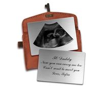 Personalized 1st Father's Day Ultrasound Wallet Insert Card, Custom Metal Wallet Inserts for Men, Baby Ultrasound Gift For New Dad, To Daddy Now You Can Carry Me Too (Silver)