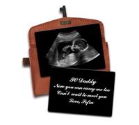 Personalized 1st Father's Day Ultrasound Wallet Insert Card, Custom Metal Wallet Inserts for Men, Baby Ultrasound Gift For New Dad, To Daddy Now You Can Carry Me Too (Black)