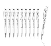 Personalized 2-in-1 Ballpoint Pen with Stylus - Custom Text/Name/Message - Ballpoint Pen Personalised Motivational Messages Pen for Father's Day, Mother's Day, Adults Kids Gifts (White)
