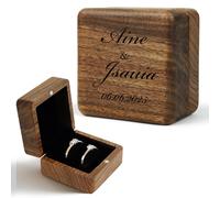 Personalized 2 Slots Wooden Ring Box, Gifts for Wife and Girlfriend Customized Engagement Ring Box for Proposal, Weddings, Anniversaries, Birthday Gift Ideas