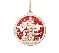 Personalized 2025 Travel Adventure Ornament with World Map Custom Name Location Destination Adventure Journey Vacation Keepsake Ornament Travel Themed Christmas Tree Decoration Gift for Traveler