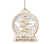 Personalized 2025 Travel Adventure Ornament with World Map Custom Name Location Destination Adventure Journey Vacation Keepsake Ornament Travel Themed Christmas Tree Decoration Gift for Traveler