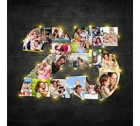Personalized 25th Birthday Number Photo Collage Frame, 25th Birthday Anniversary Decorations Gift,Custom Numbered Picture Collage Frame Gift for 50th 60th 70th 80th Birthday Man Woman Gift