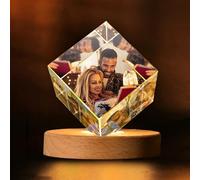 Personalized 2D/3D Crystal Photo, Engraved Heart Crystal Photo with Colorful LED Light Base for Anniversary Valentines Birthday, Customized Glass Photo Gift for Men Women Him Her