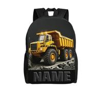 Personalized 2D Flat Construction Car-Themed Backpack for Women or Men Engineering Enthusiasts Truck Print Daypack Personalized Construction Car-Themed Backpack with Name for Engineering Lover