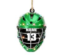 Personalized 2D Flat Lacrosse Helmet Christmas Ornament,Custom Lacrosse Amor Shape Hanging Ornaments for Christmas Trees,Xmas Gift for Lacrosse Lovers Players Coaches