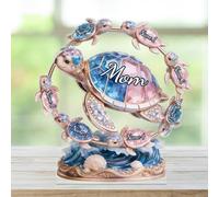 Personalized 2D Flat Mothers Day Cute Animal Acrylic Plaque Custom Ocean Animal Theme Plaque with Kids Names Never Forget We Love You Mom Sign Gift for Mom Grandma Birthday Christmas,01