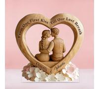 Personalized 2D Flat Print Couple Acrylic Plaque Custom Name Heart Shaped Sign From Our First Kiss Till Our Last Breath Plaque Valentines Keepsake Gift for Couple Husband Wife Anniversary