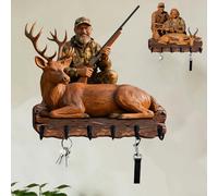 Personalized 2D Flat Print Realistic Hunting Photo Key Holder for Hunters Men Dad Husband Son Custom Wooden Hunting Coat Rack Custom Picture Key Storage Holder for Hallway Living Room Man Cave