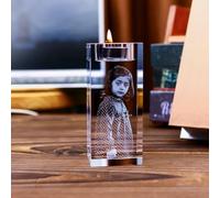 Personalized 2D Photo Crystal Candle Holder, Custom Engraved Crystal Candelabra with Your Own Picture Text, Memorial Anniversary Christmas Birthdays Gifts for Dad, Mom, Him, Her (12x5x5cm)