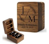 Personalized 3 slots Wooden Ring Box, Gifts for Wife and Girlfriend Customized Engagement Ring Box for Proposal, Weddings, Anniversaries, Birthday Gift Ideas