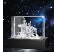 Personalized 3D Crystal Photo, Custom Gifts with 3D Laser Etched, Engraved Inside The Crystal Using Your Photo Customized Memorial Anniversary Couples Gifts(Horizontal Cuboid)