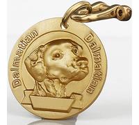Personalized 3D Dog Tag, Solid Copper Engraved Pet ID Tag with Name and Phone, Polished Finish Anti-Stain for Dogs (Dalmatian -Brass -a)