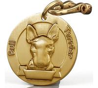 Personalized 3D Dog Tag, Solid Copper Engraved Pet ID Tag with Name and Phone, Polished Finish Anti-Stain for Dogs (Bull Terrier -Brass -a)