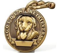 Personalized 3D Dog Tag, Solid Copper Engraved Pet ID Tag with Name and Phone, Polished Finish Anti-Stain for Dogs (Golden Retriever-Archaize-D)