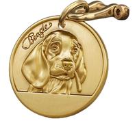 Personalized 3D Dog Tag, Solid Copper Engraved Pet ID Tag with Name and Phone, Polished Finish Anti-Stain for Dogs (Beagles -Brass -C)