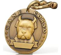 Personalized 3D Dog Tag, Solid Copper Engraved Pet ID Tag with Name and Phone, Polished Finish Anti-Stain for Dogs (Cane Corso -Archaize -C)