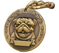 Personalized 3D Dog Tag, Solid Copper Engraved Pet ID Tag with Name and Phone, Polished Finish Anti-Stain for Dogs (Pug-Archaize-D)