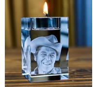 Personalized 3d Photo Crystal Candle Holder, Custom Engraved Crystal Candelabra With Your Own Picture Text, 3D Engraved Candlestick Crystal Candles Tea Light Holders For Family, Wedding(5X5X8CM)
