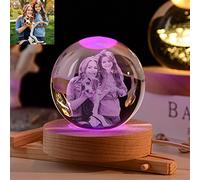 Personalized 3D Photo Engraved on Crystal Night Lights Family Baby Mom Dad Gift Custom Engraved Picture Crystal Ball Colorful Atmosphere Lights